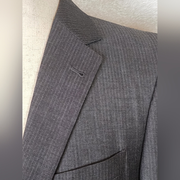 Joseph Abboud 38R Slim Fit Suit Blazer Super 120s Wool Gray Pinstripe USA - Picture 5 of 10